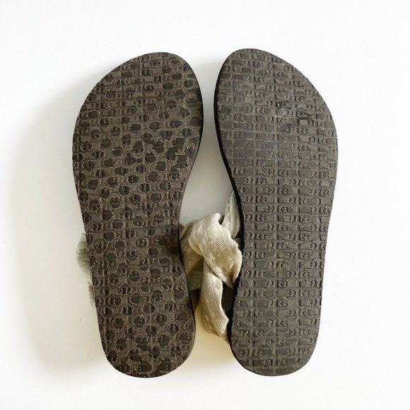 Sanuk Yoga Sling Sandals Women's 7 Neutral Print Open Toe Flats Sling Back - Picture 15 of 16
